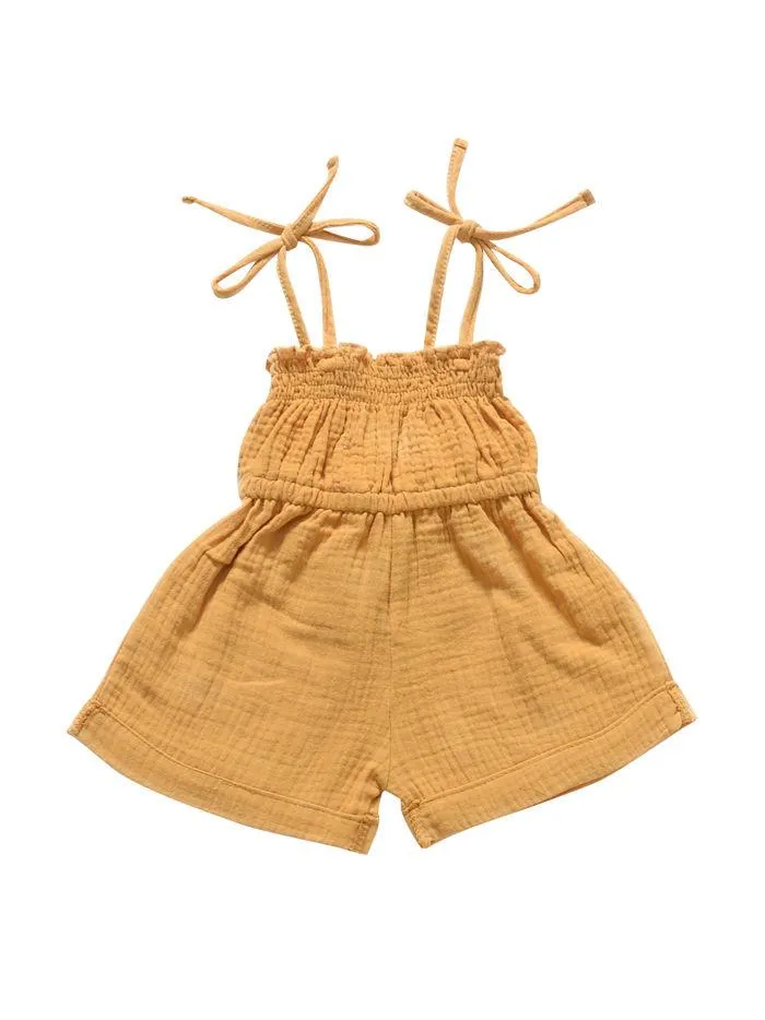 Fashion Multi-colored  Infant Gilr Tie Muslin Summer Jumper