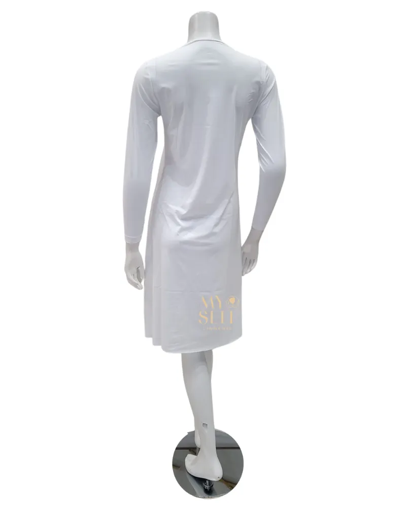 FK340 39" White Long Sleeve Seamless Shell Dress