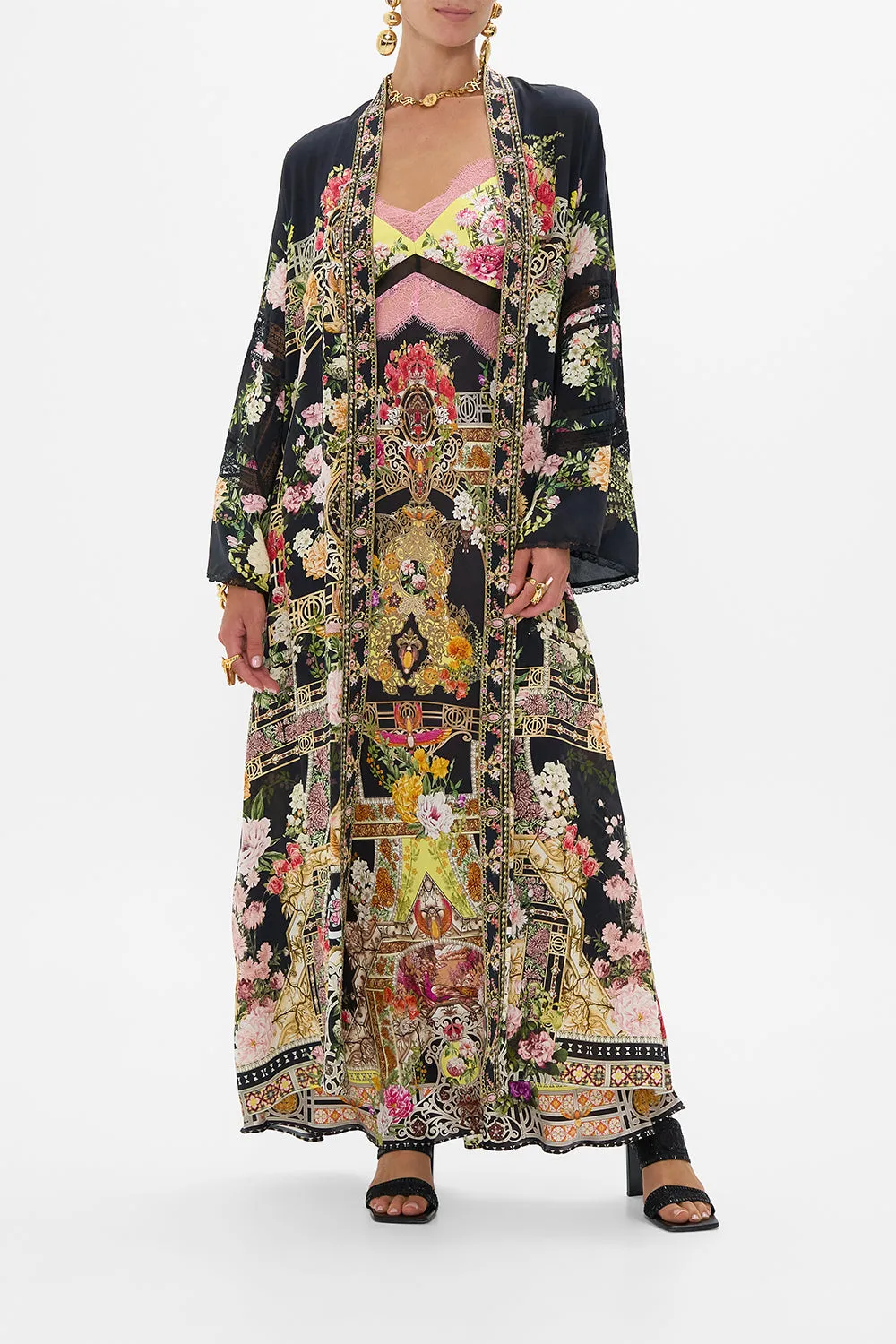 FLARE SLEEVE LONG ROBE ADORNED IN ALEXANDRIA