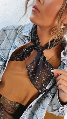 Flora Floral Hair Scarf, Black
