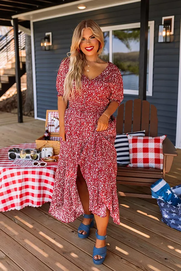 Floral Euphoria Maxi In Red Curves