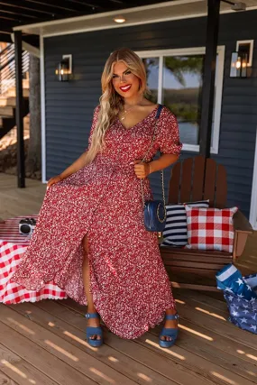 Floral Euphoria Maxi In Red Curves
