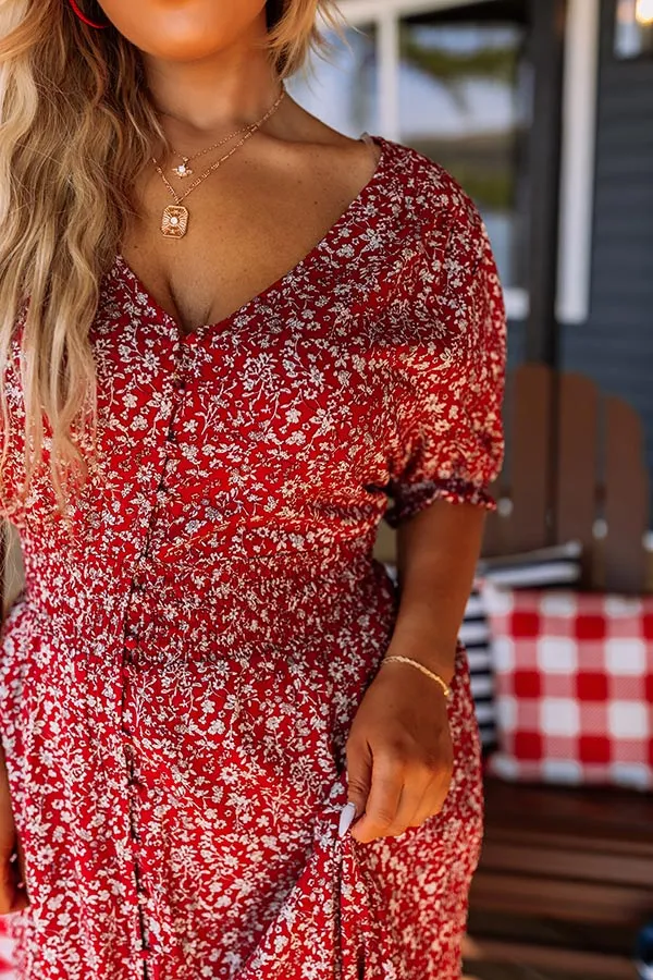 Floral Euphoria Maxi In Red Curves