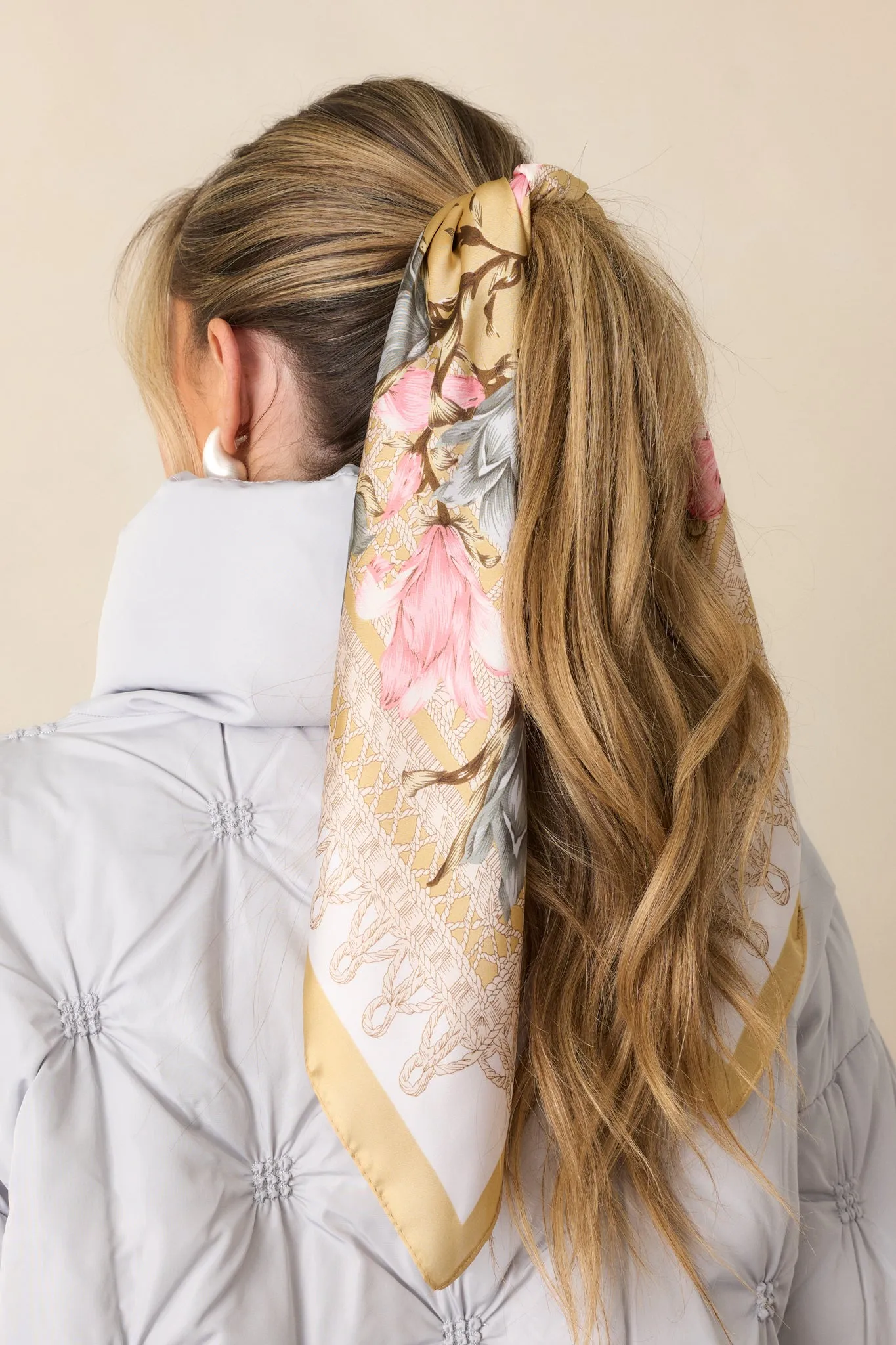 From The Top Gold Floral Print Scarf