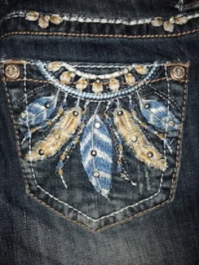 GRACE IN LA BLUE AND CREAM DREAM CATCHER JEANS - JB81183