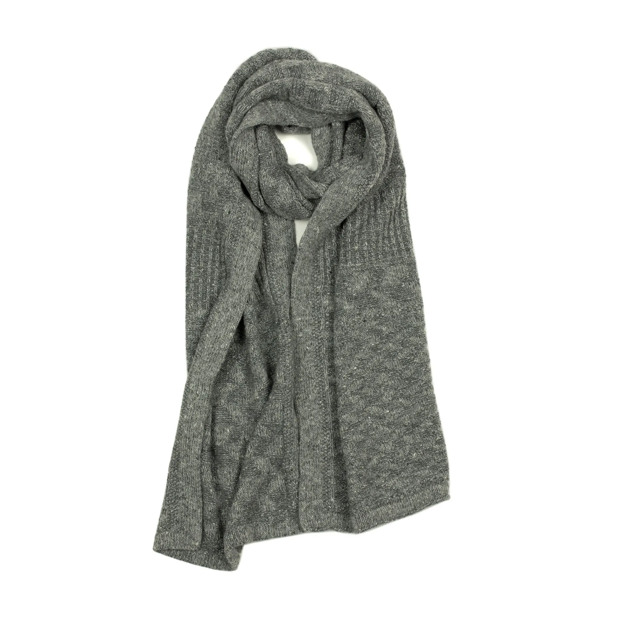 Grey donegal wool and cashmere "Stonewall" scarf