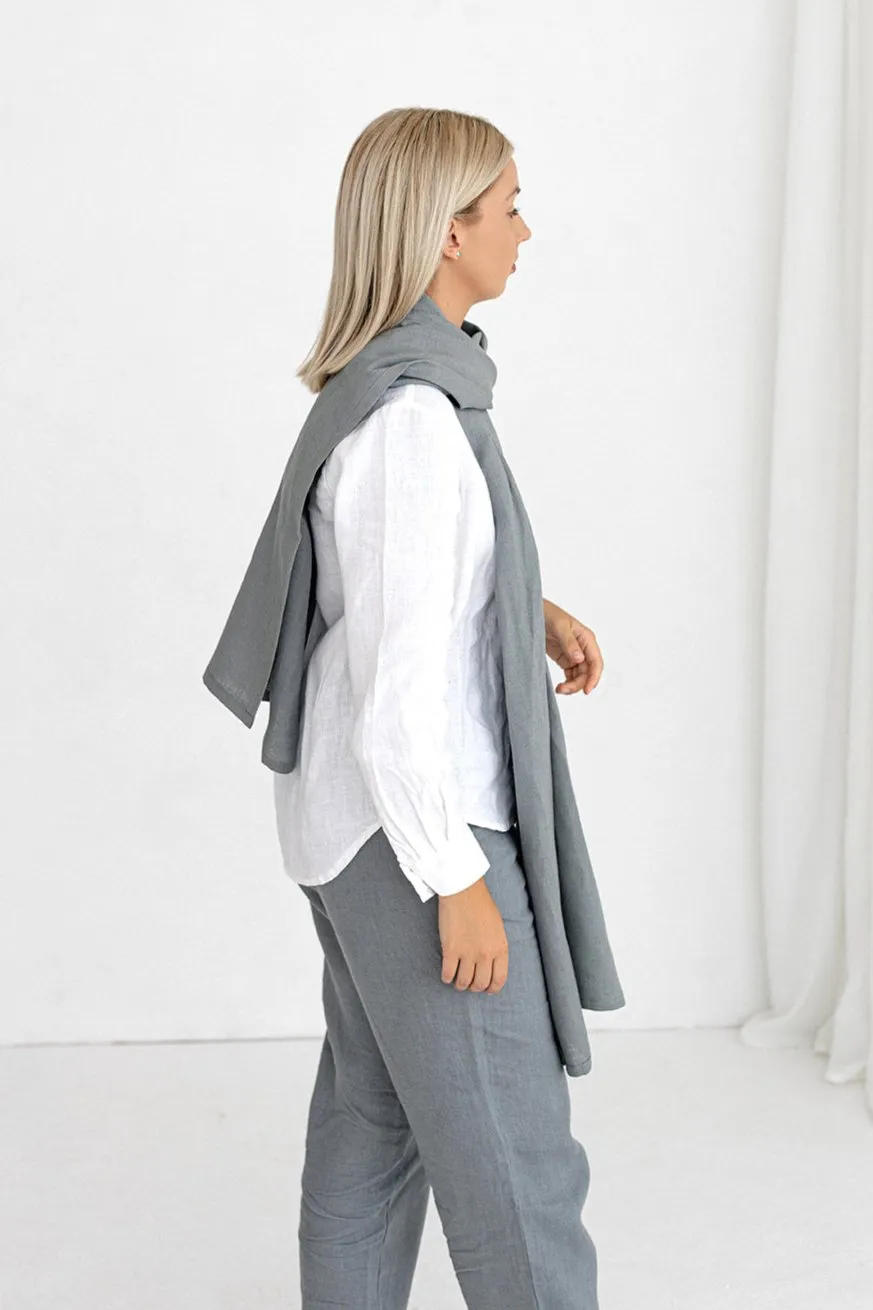 Grey Linen Scarf