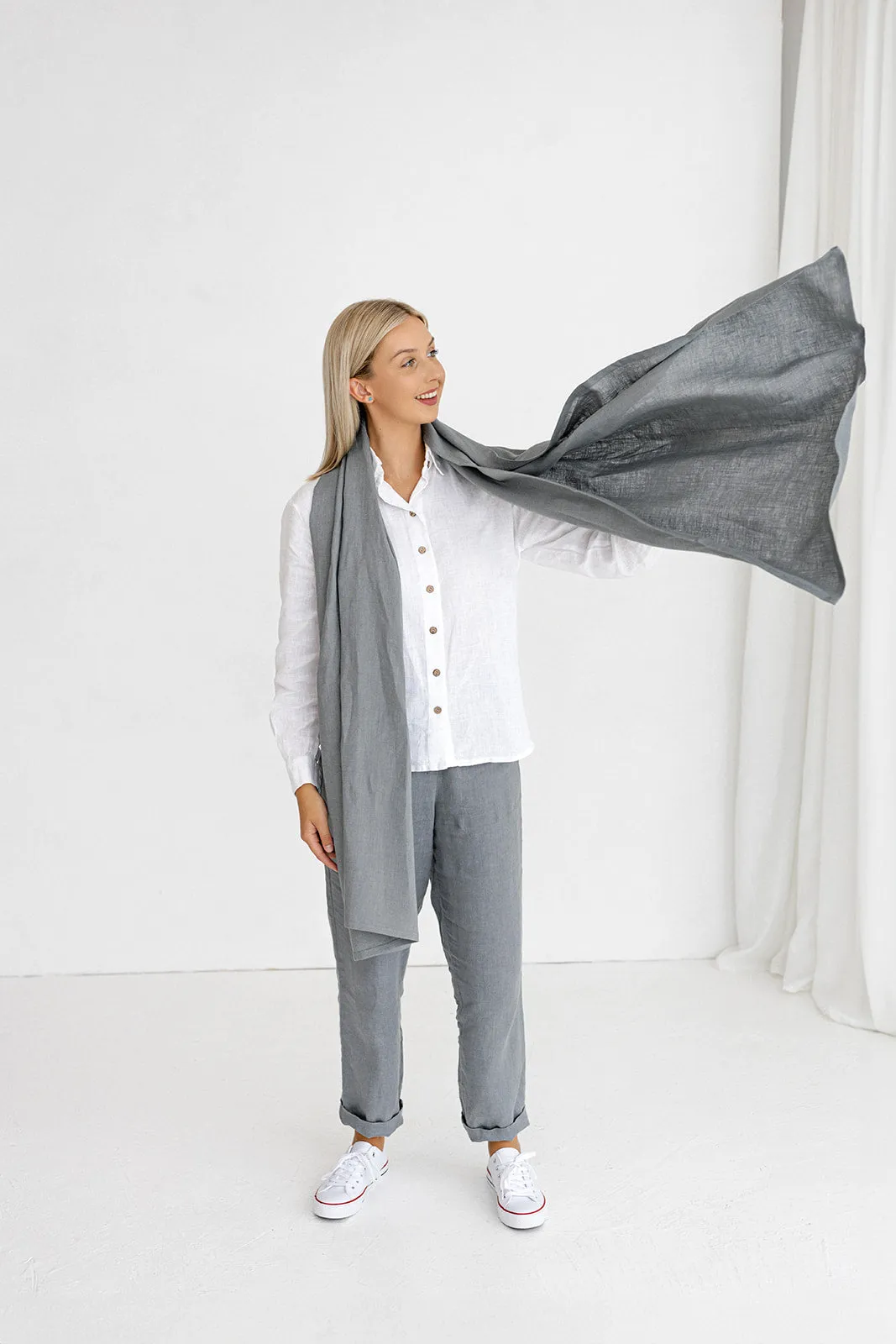 Grey Linen Scarf