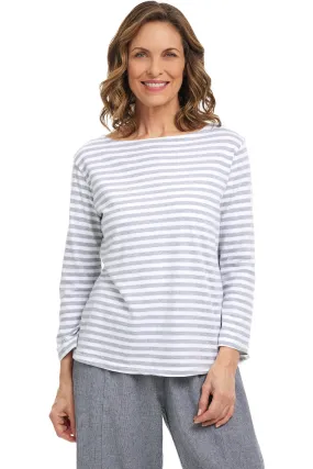Grey Stripe Boatneck Top