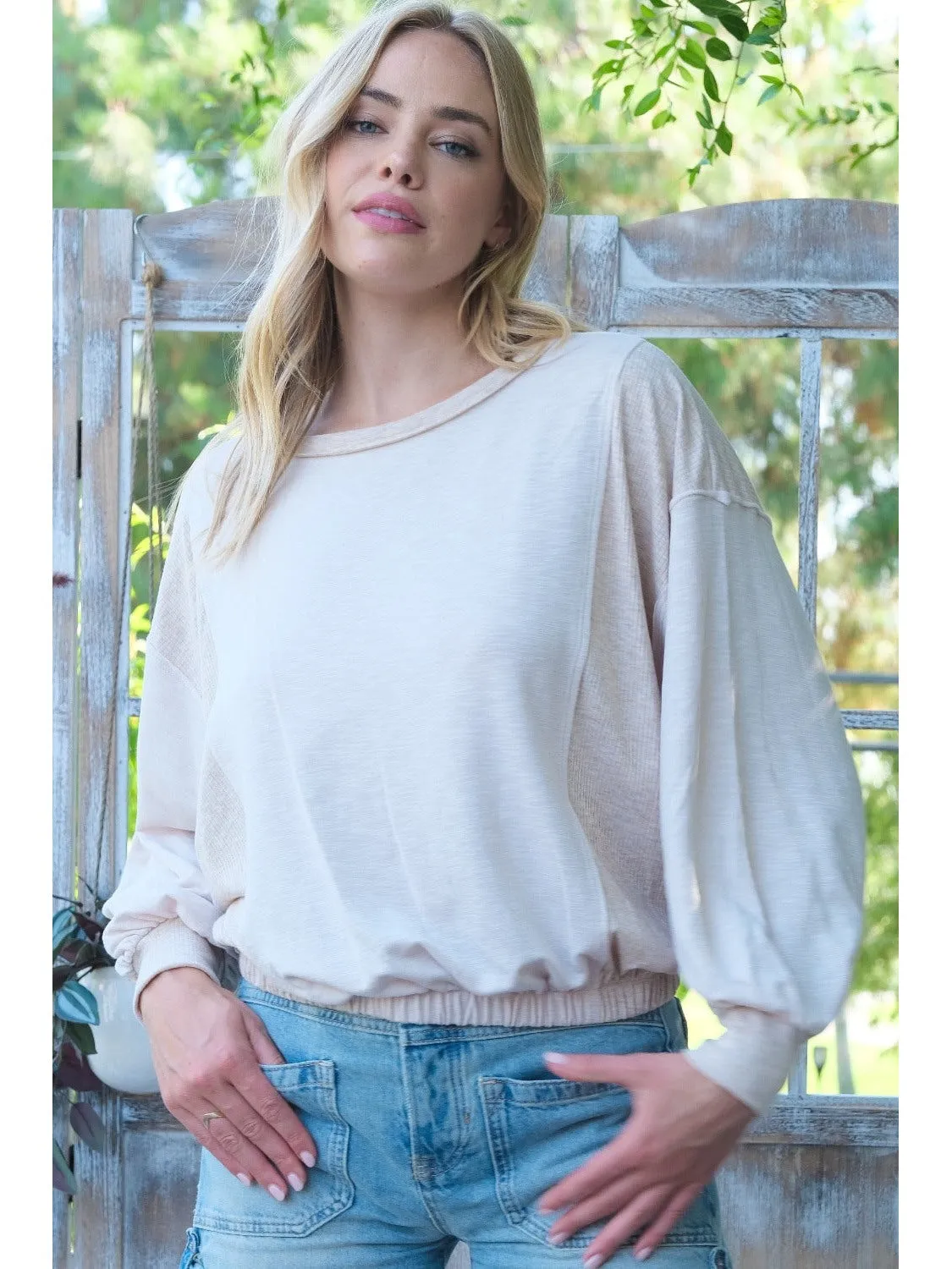 Hailey & Co Rib and Two Tone Knit Mixed Top