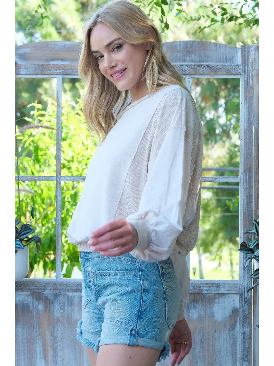 Hailey & Co Rib and Two Tone Knit Mixed Top