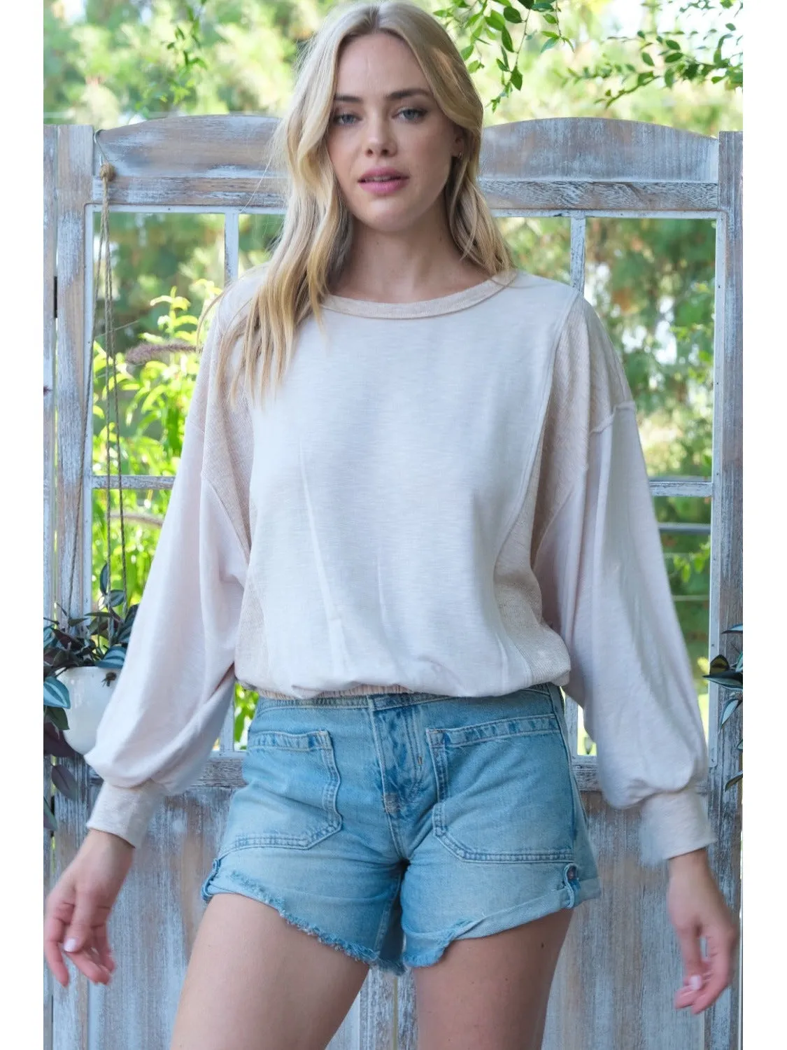 Hailey & Co Rib and Two Tone Knit Mixed Top