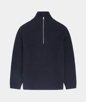 Half Zip Wool Knit - Navy