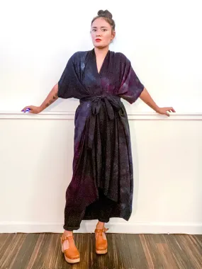 Hand-Dyed High Low Kimono Black Overdye
