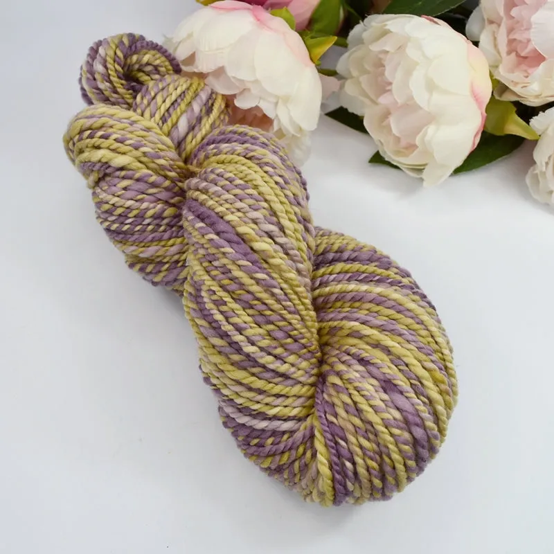 Hand Spun Tasmanian Merino Wool Chunky Yarn in Lilac and Ginger