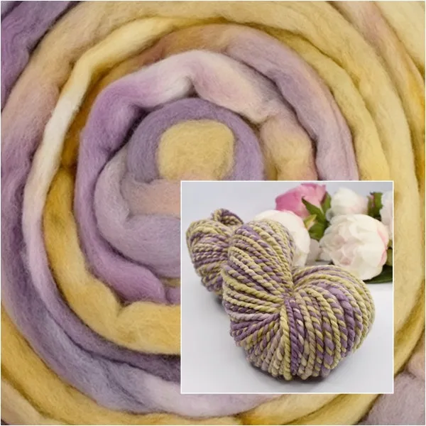 Hand Spun Tasmanian Merino Wool Chunky Yarn in Lilac and Ginger