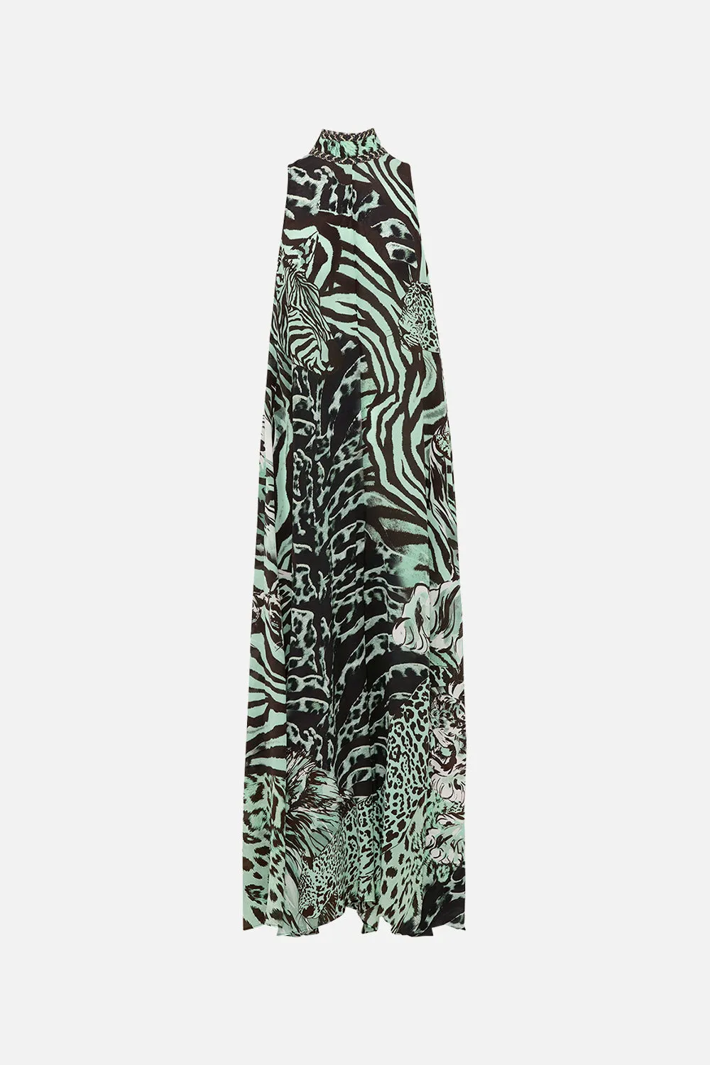 HIGH NECK WIDE FLARED JUMPSUIT LEOPARD LORE