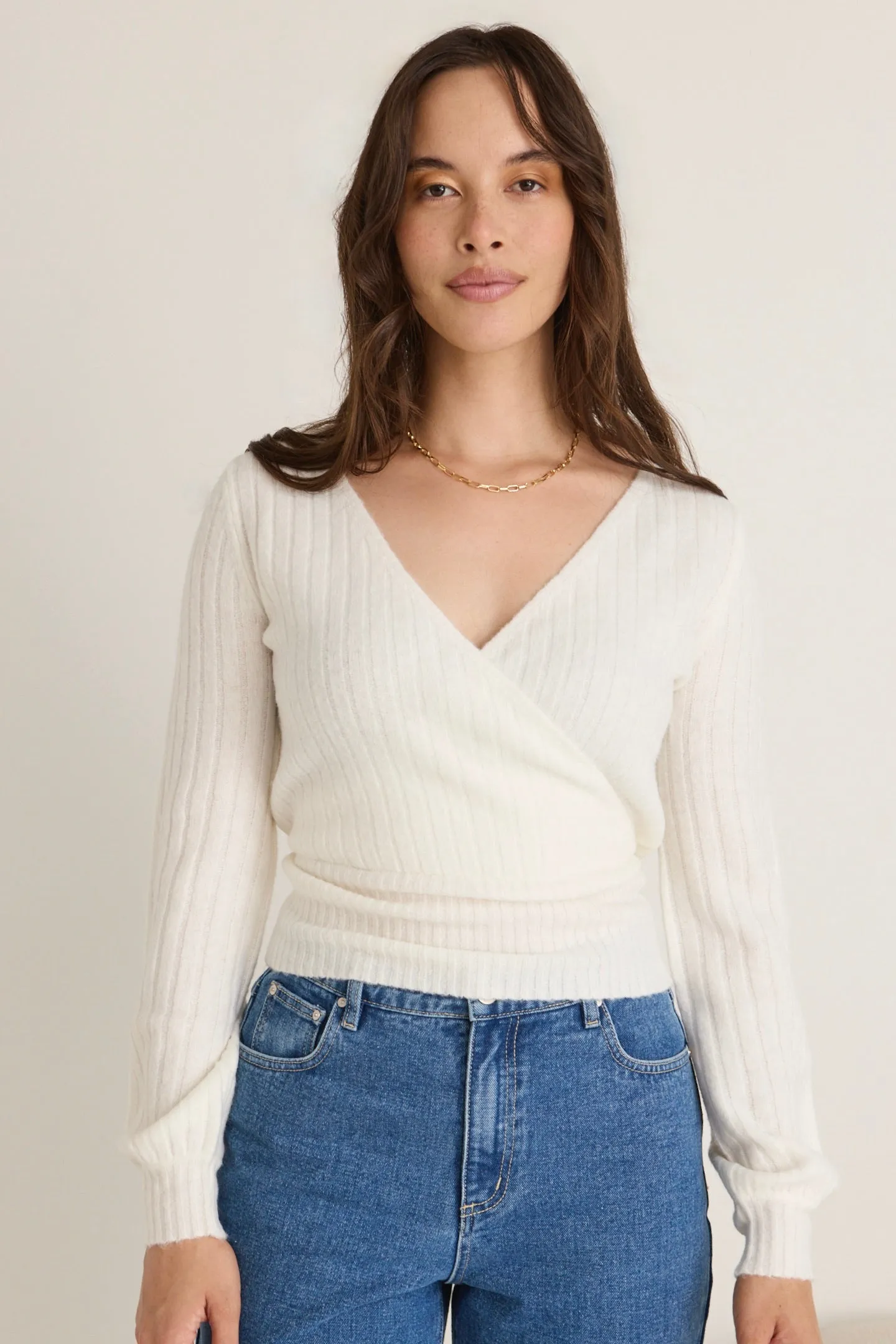 Honest Ivory Ballerina Soft Rib Knit Wrap