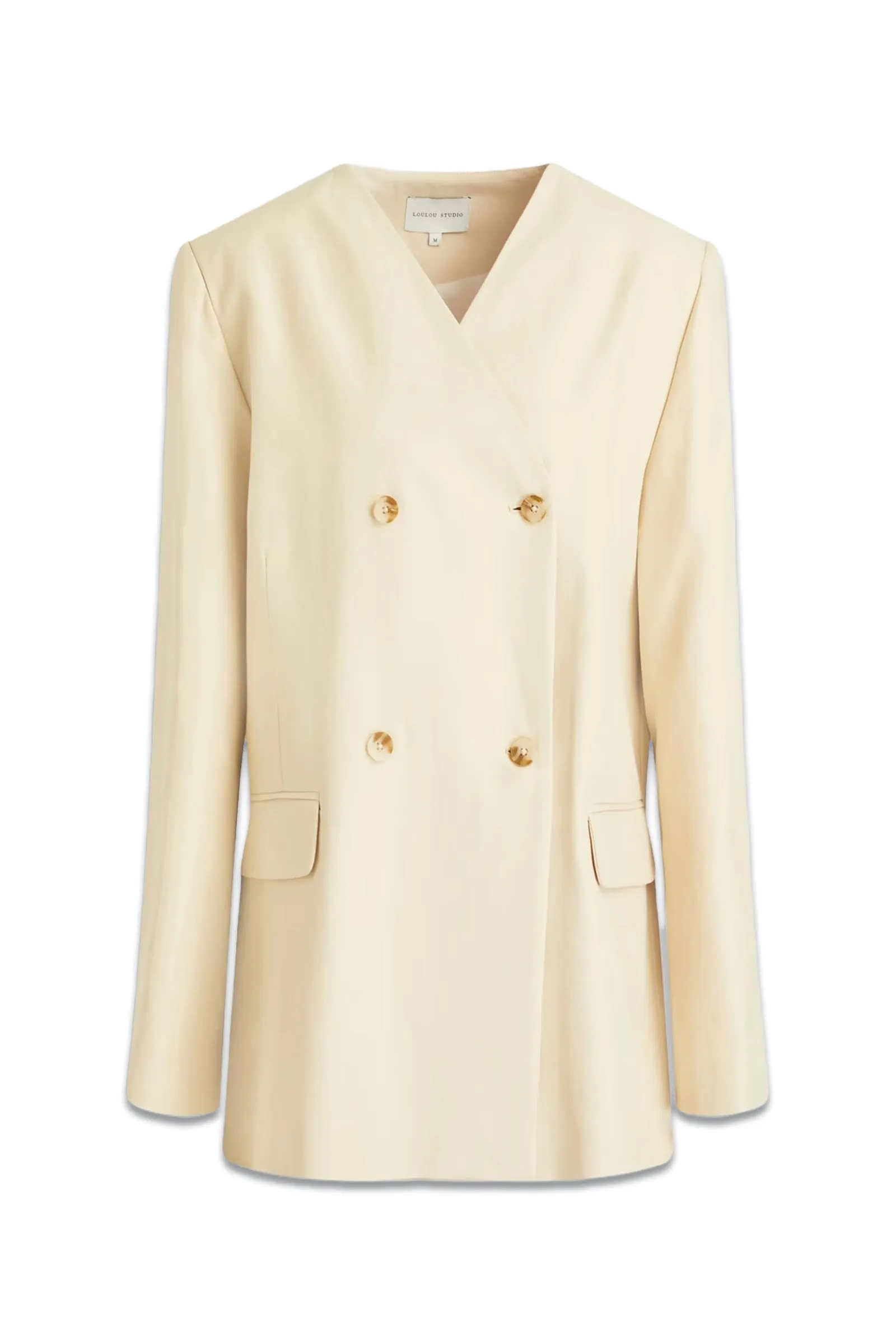 Jalca Cream Double-breasted Twill Blazer
