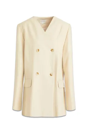 Jalca Cream Double-breasted Twill Blazer