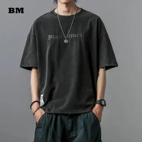 Japanese Streetwear Letter Print T-Shirt - Casual Short Sleeves