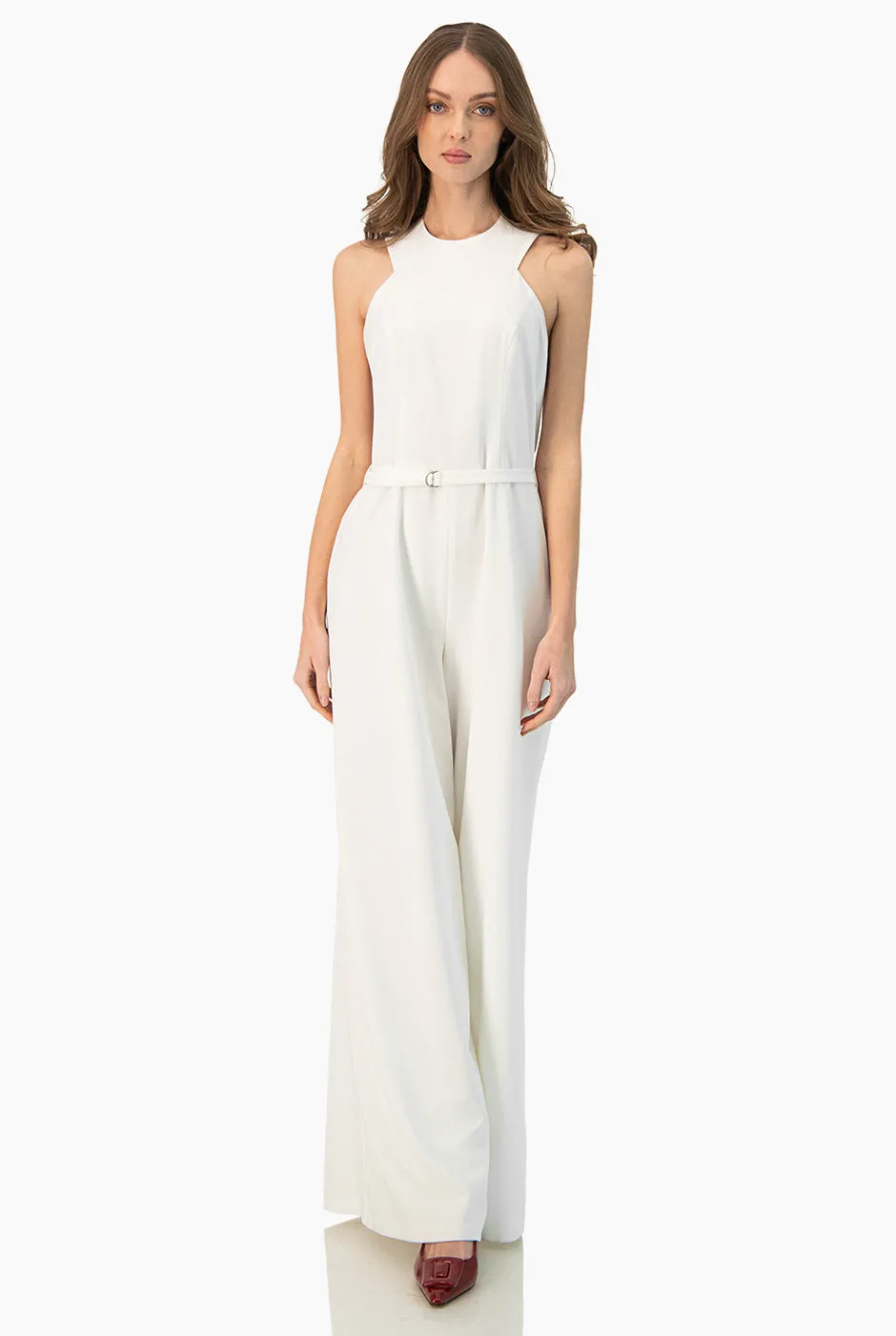 Jumpsuit amplio liso sin mangas