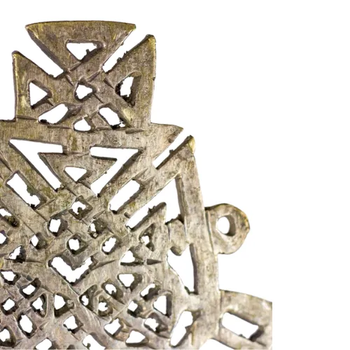Large Vintage Ethiopian Silver Cross on Stand
