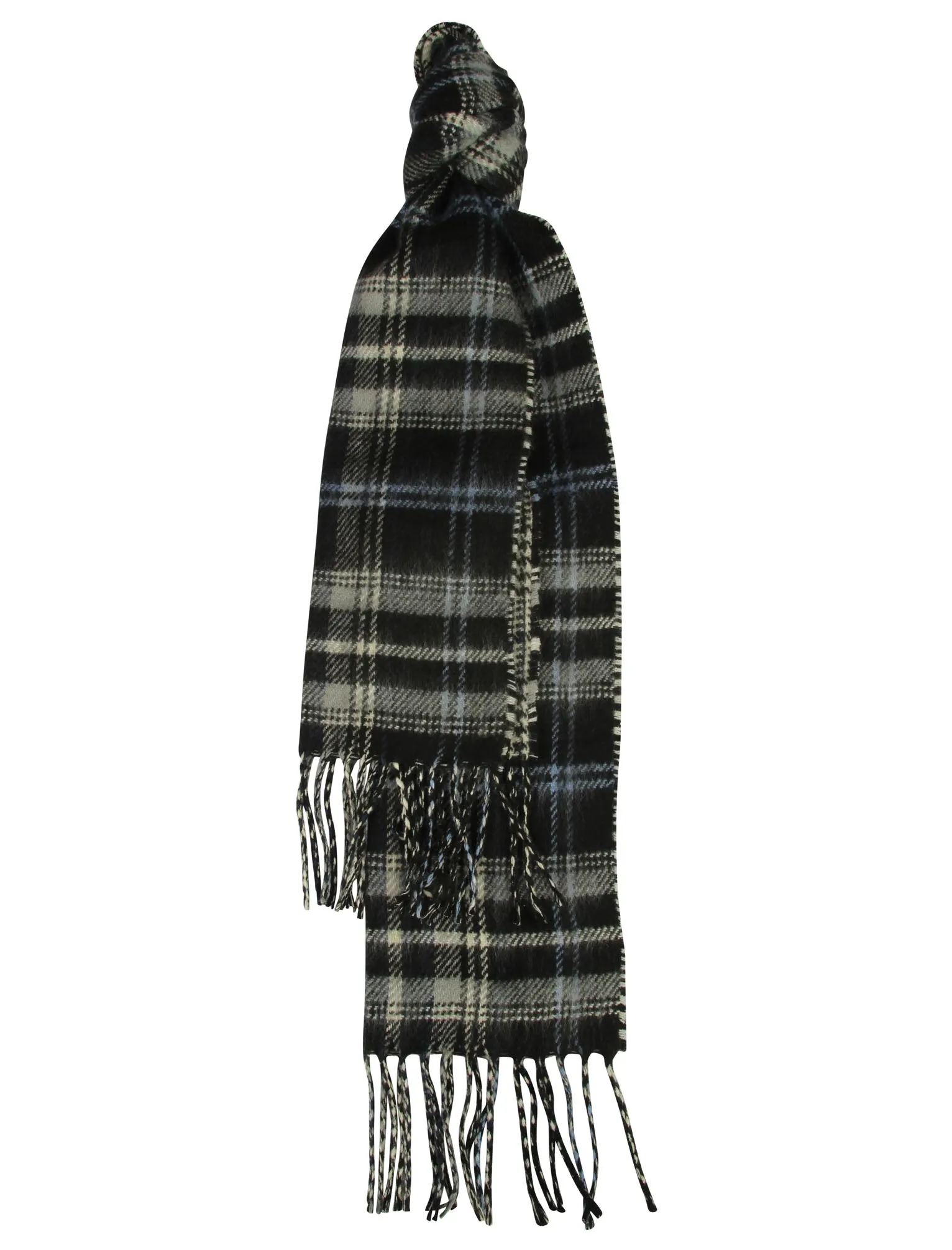 Levi Checked Knitted Scarf in Blue