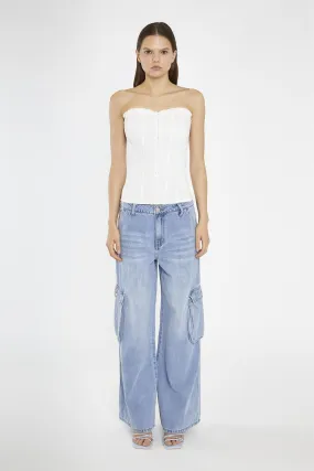 Light Stonewash Wide Leg Cargo Jeans