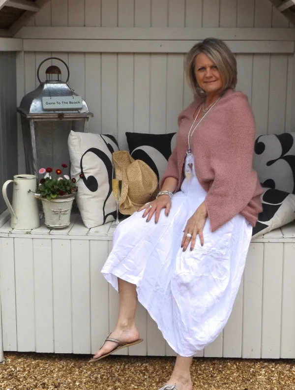 Linen Maxi Skirt in White