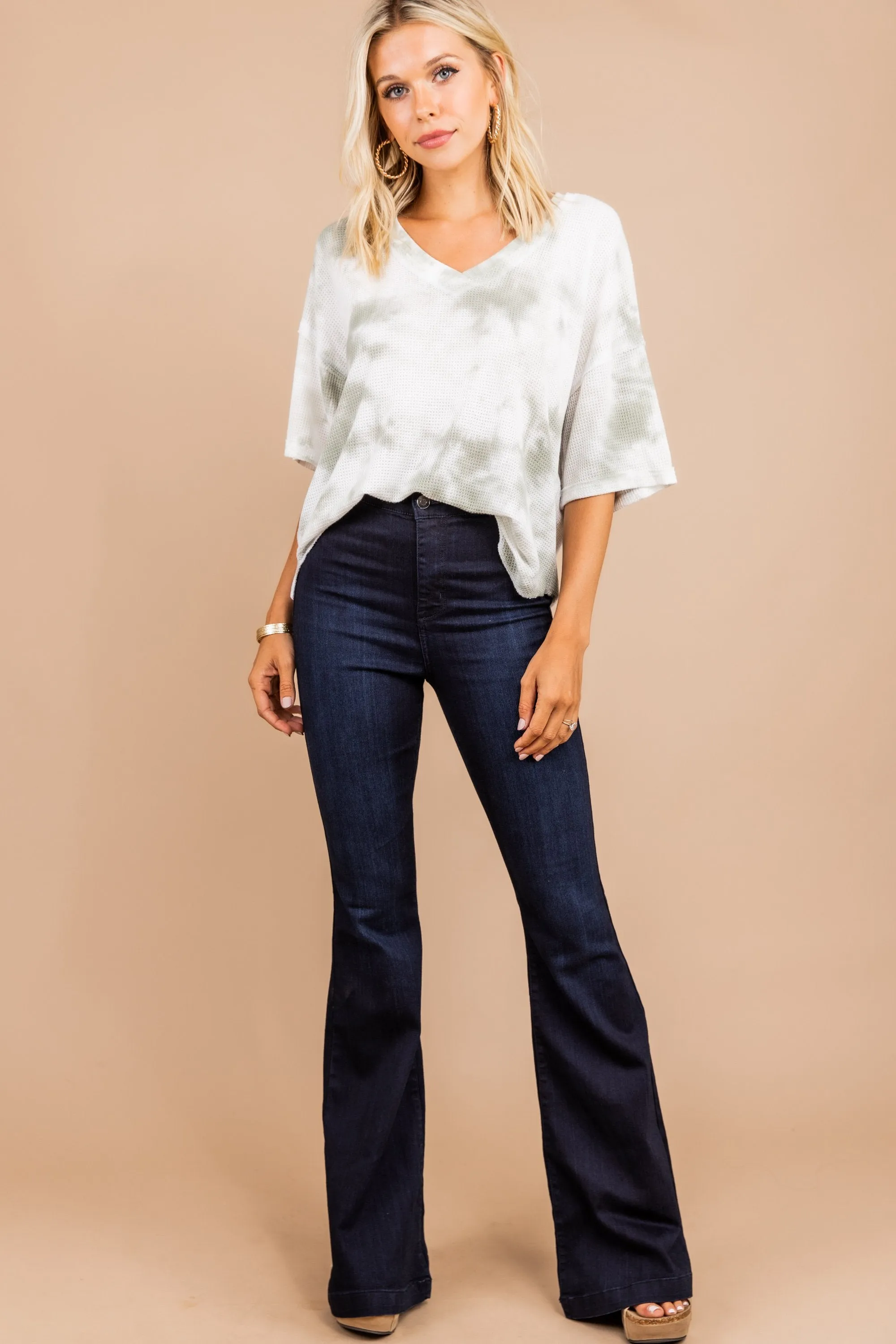 Live Out Loud Olive Green Tie Dye Top