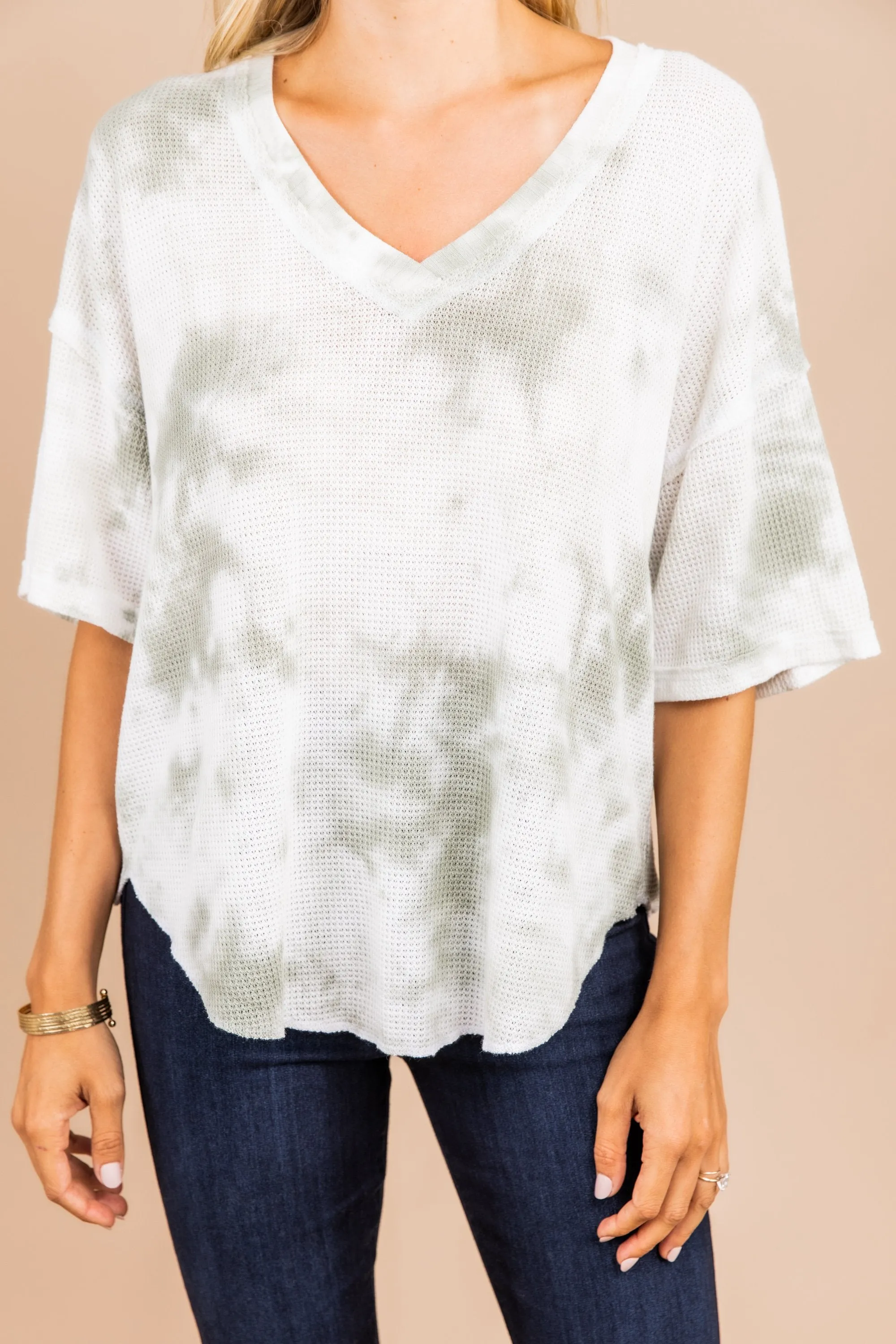 Live Out Loud Olive Green Tie Dye Top