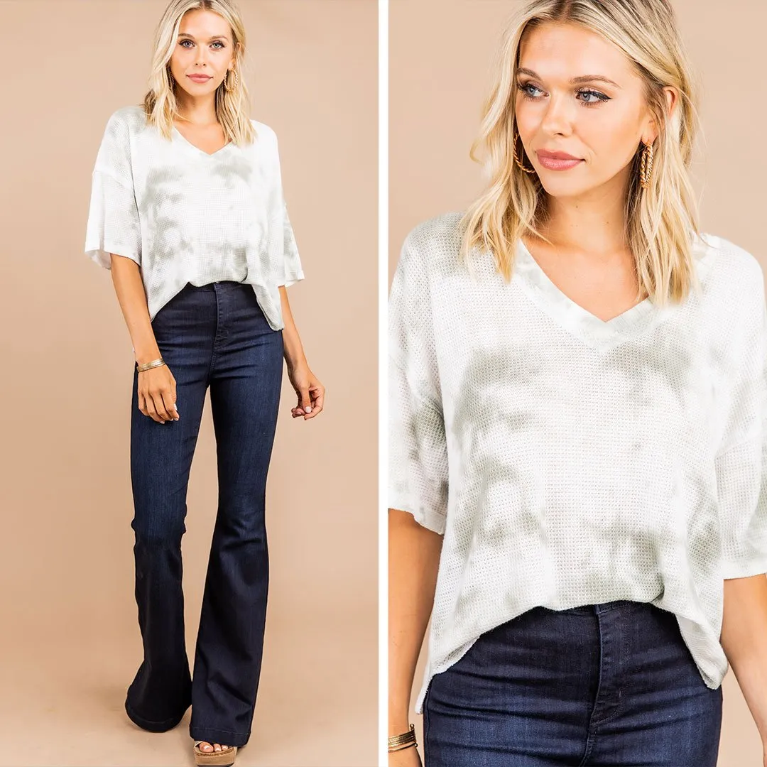 Live Out Loud Olive Green Tie Dye Top