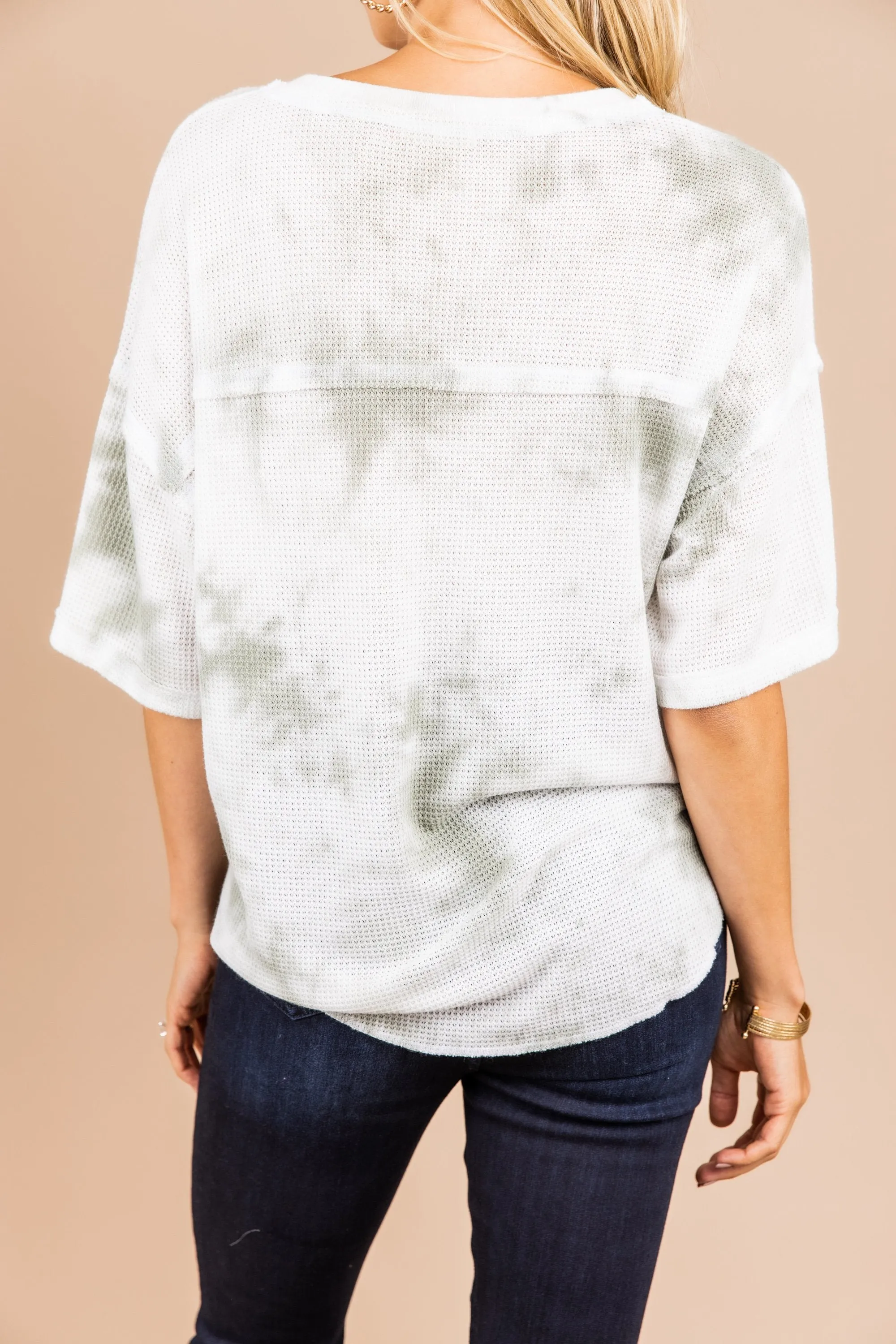 Live Out Loud Olive Green Tie Dye Top