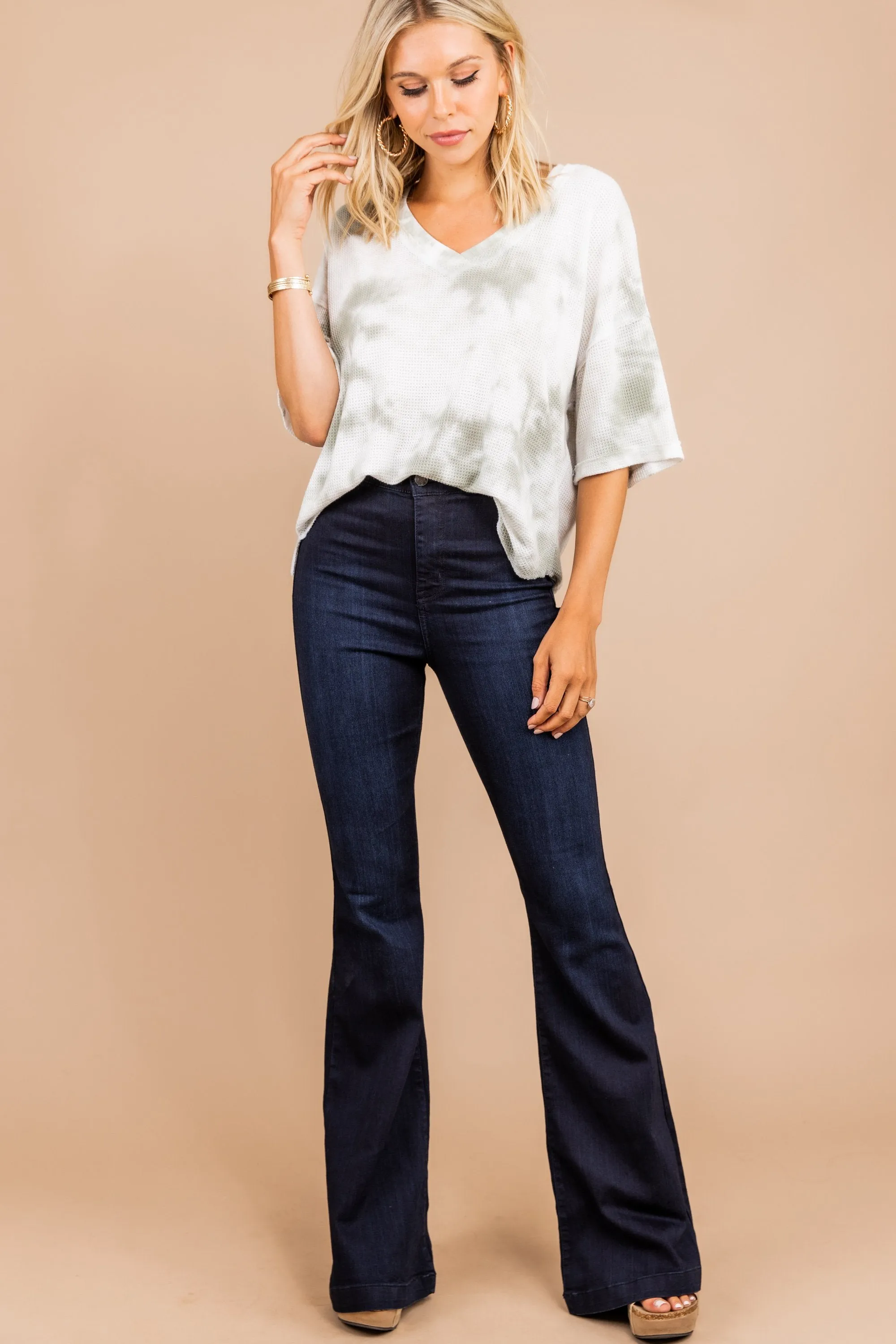 Live Out Loud Olive Green Tie Dye Top