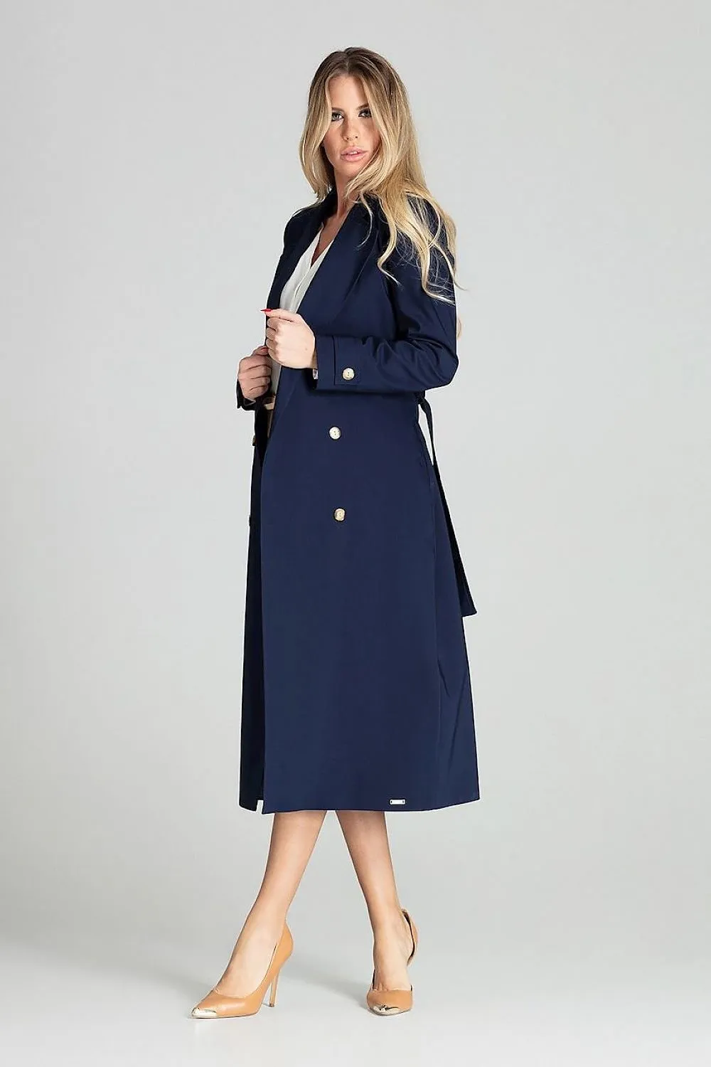 Long classic spring coat with a lining Figl