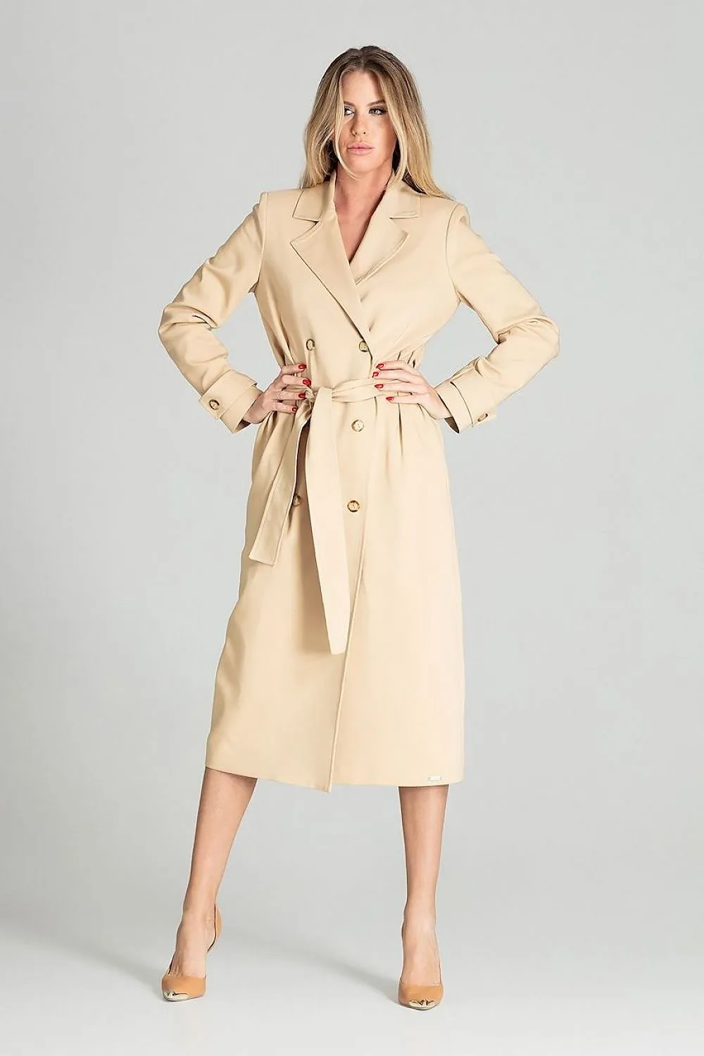 Long classic spring coat with a lining Figl