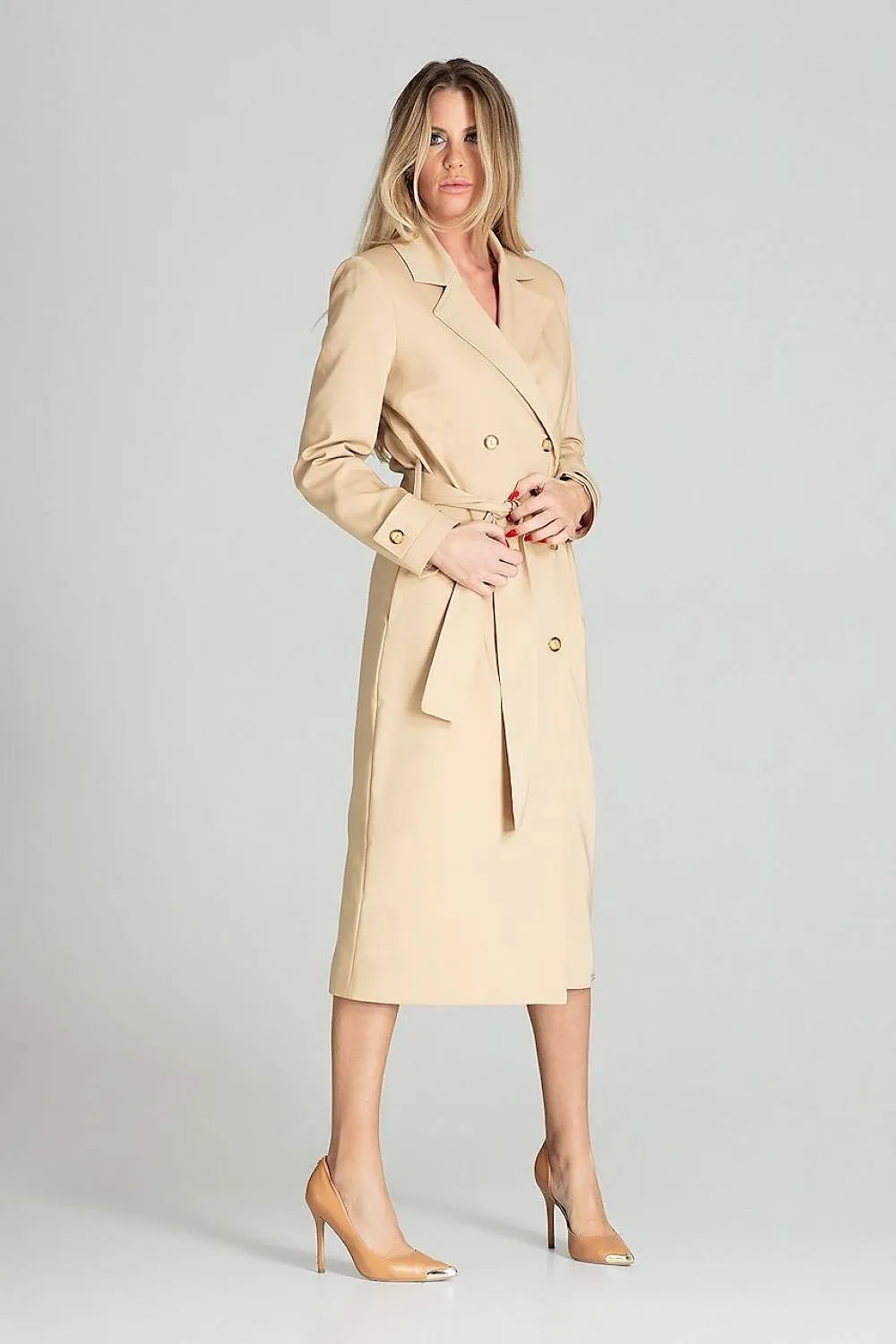 Long classic spring coat with a lining Figl