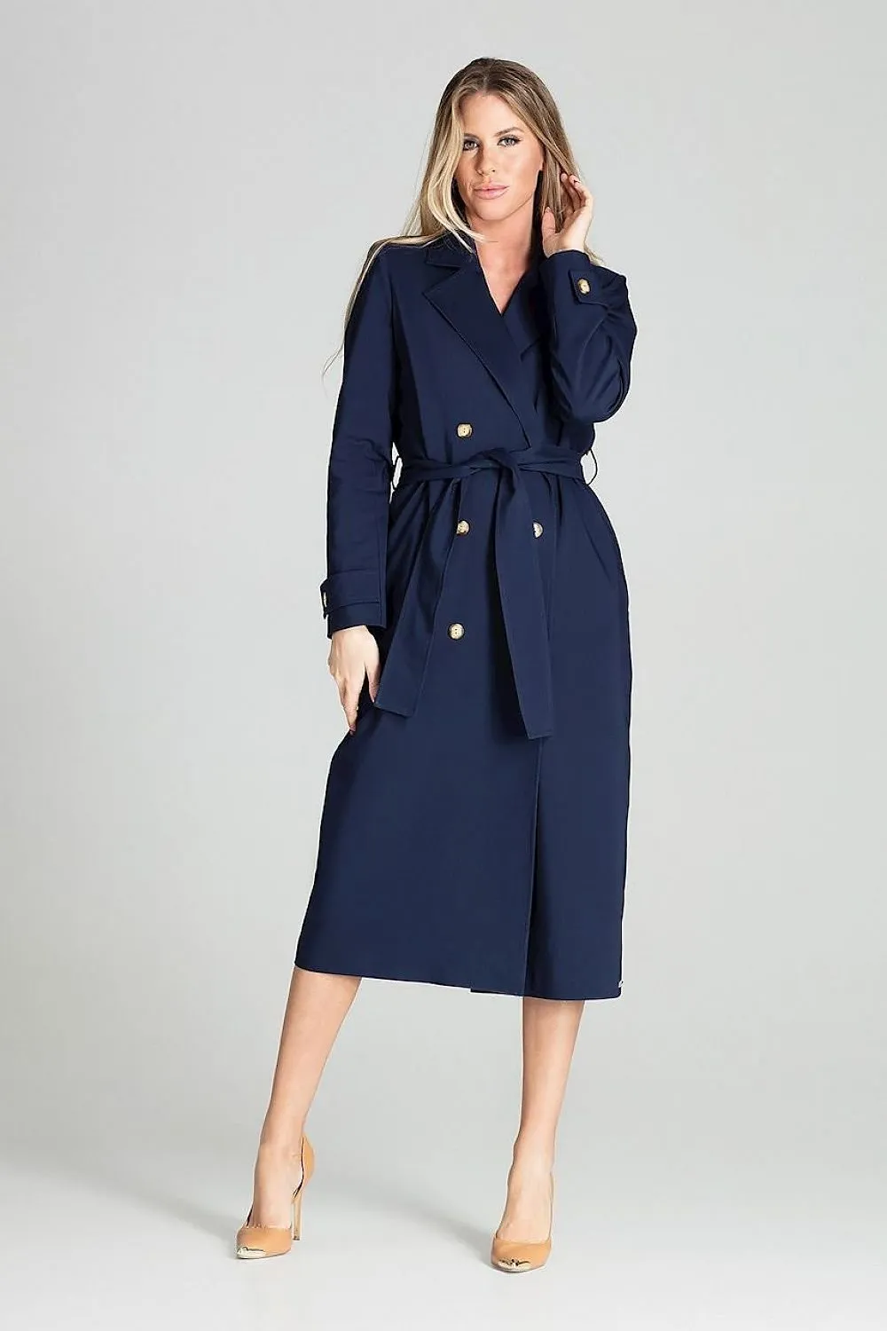 Long classic spring coat with a lining Figl