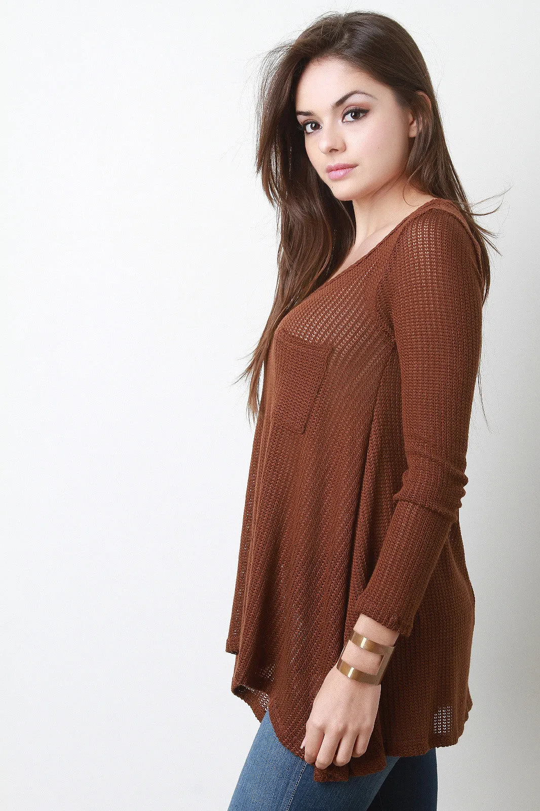 Loose Knit Trapeze Sweater Top