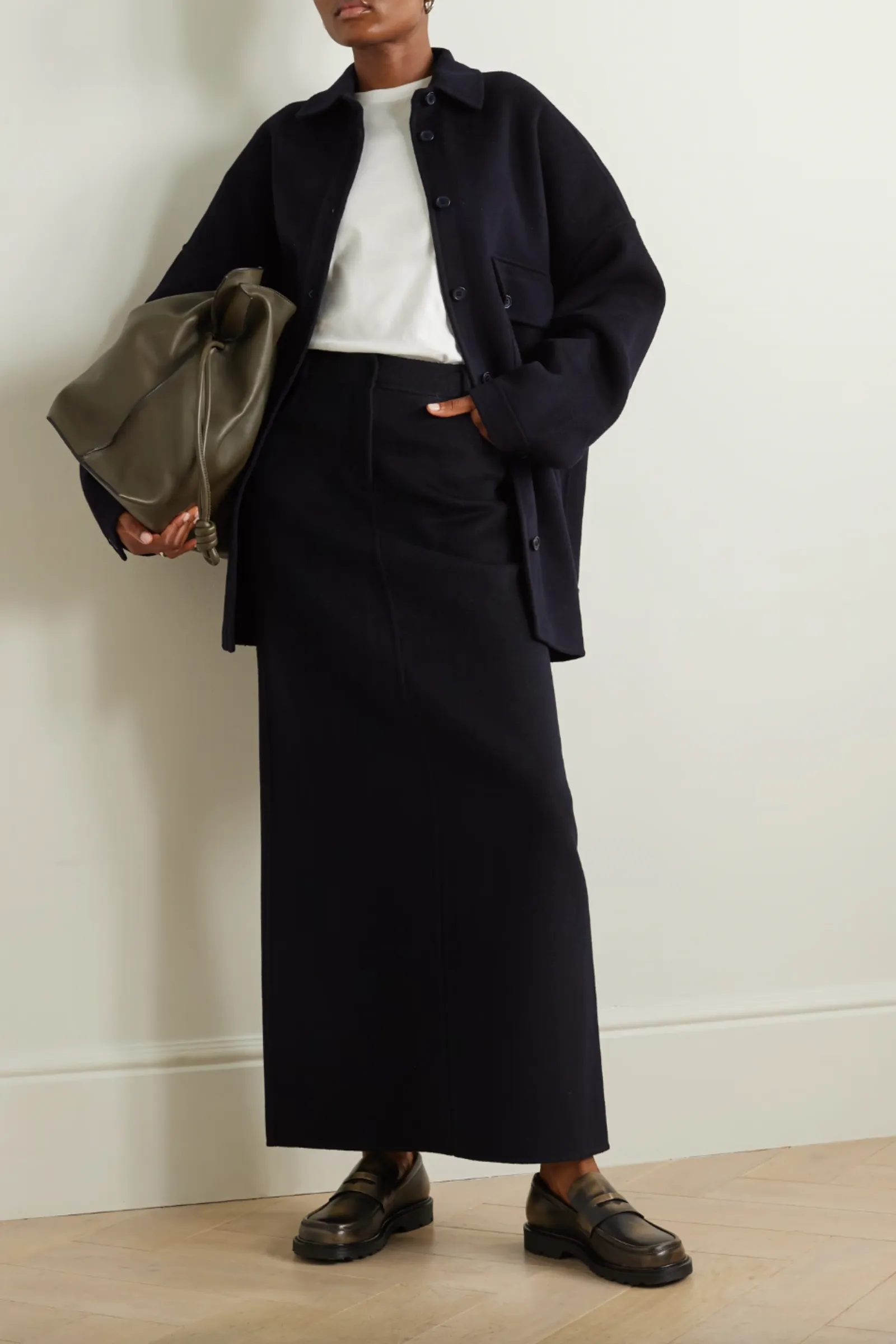 Malvo Wool-Blend Maxi Skirt