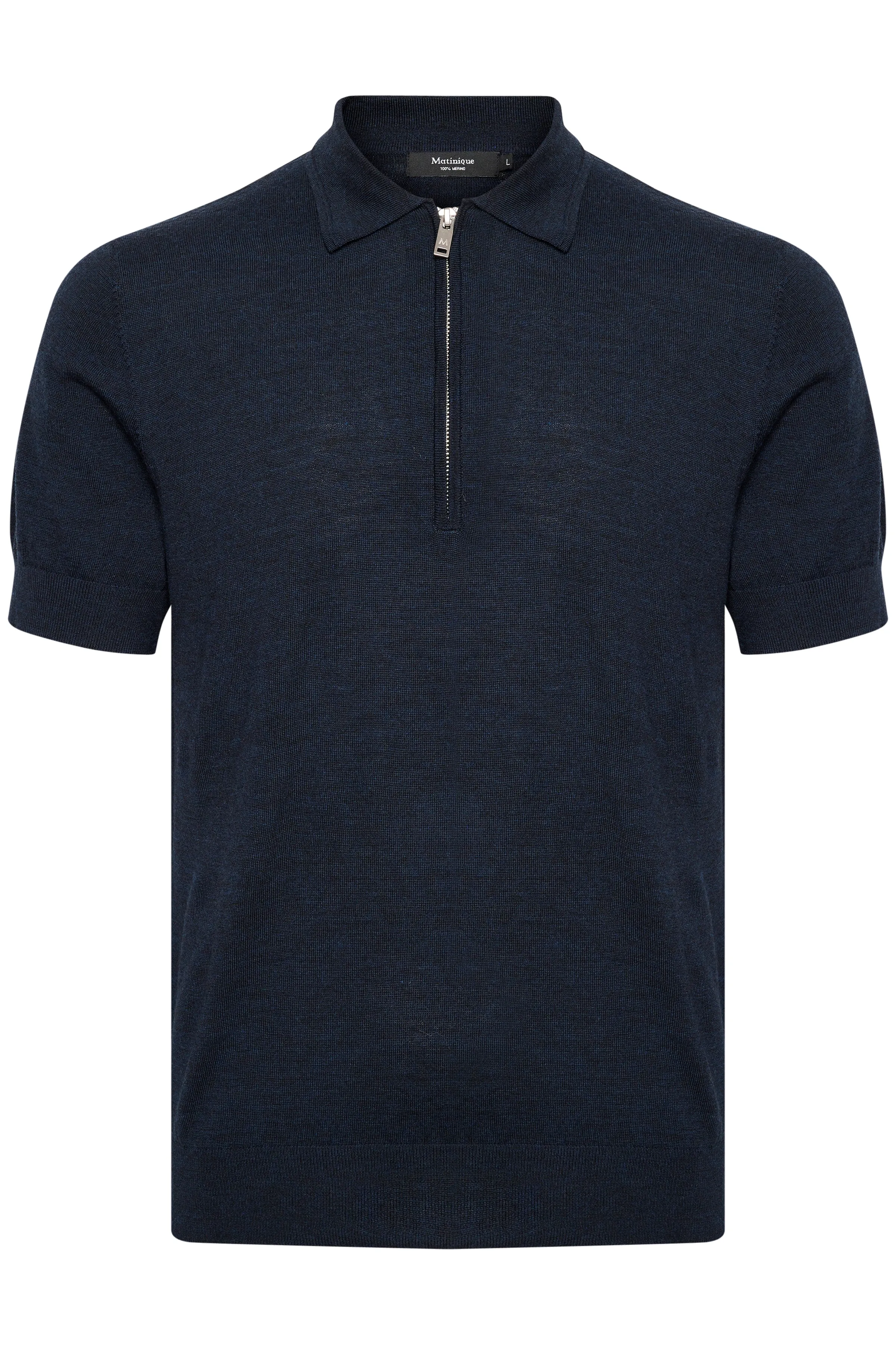 Matinique® Wool Zip Polo Knit/Dark Navy Melange - AW23 SALE