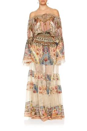 MAXI SKIRT WITH LACE INSERTS JEANNE QUEEN
