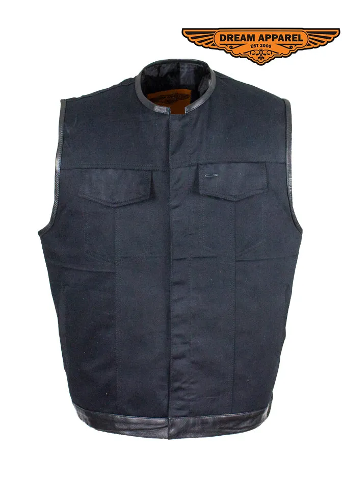 Men's Black Denim Gun Pocket Club Vest