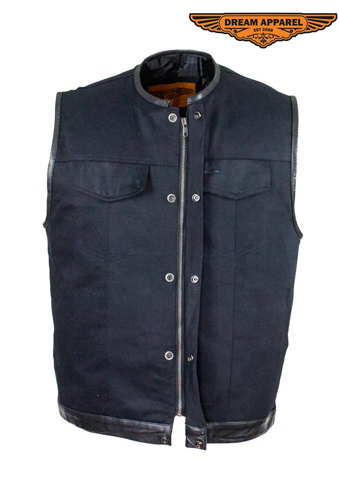 Men's Black Denim Gun Pocket Club Vest