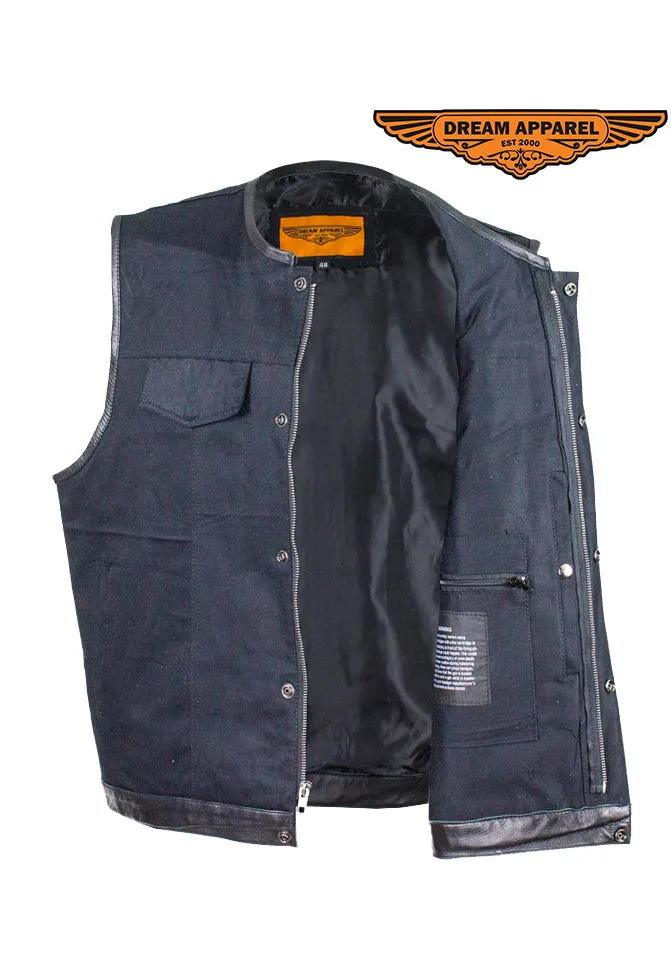 Men's Black Denim Gun Pocket Club Vest