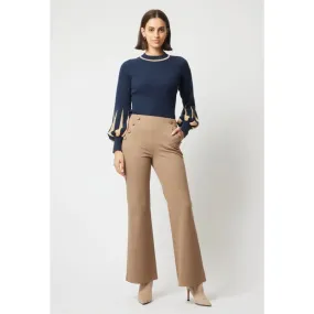 Meridan Merino Wool Cotton Blend Knit Top | Midnight