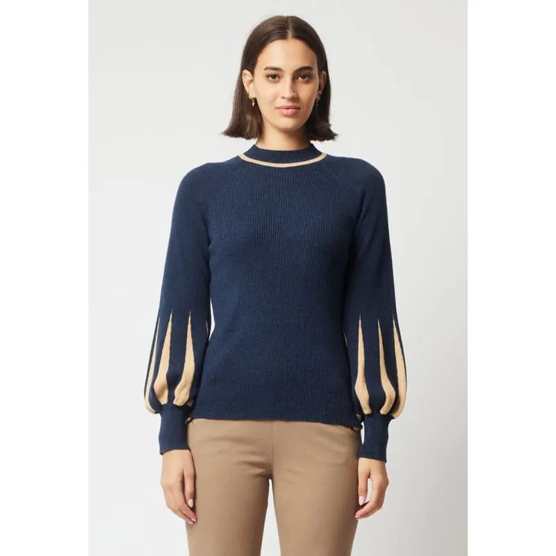 Meridan Merino Wool Cotton Blend Knit Top | Midnight