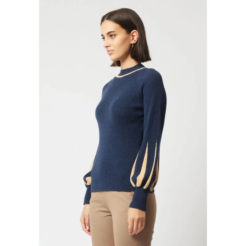Meridan Merino Wool Cotton Blend Knit Top | Midnight