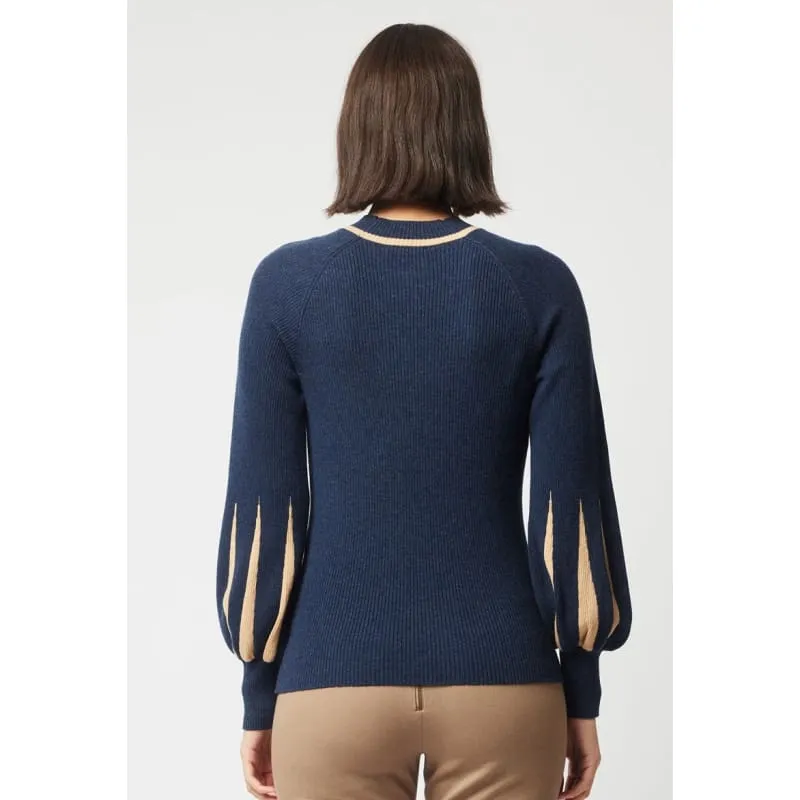 Meridan Merino Wool Cotton Blend Knit Top | Midnight